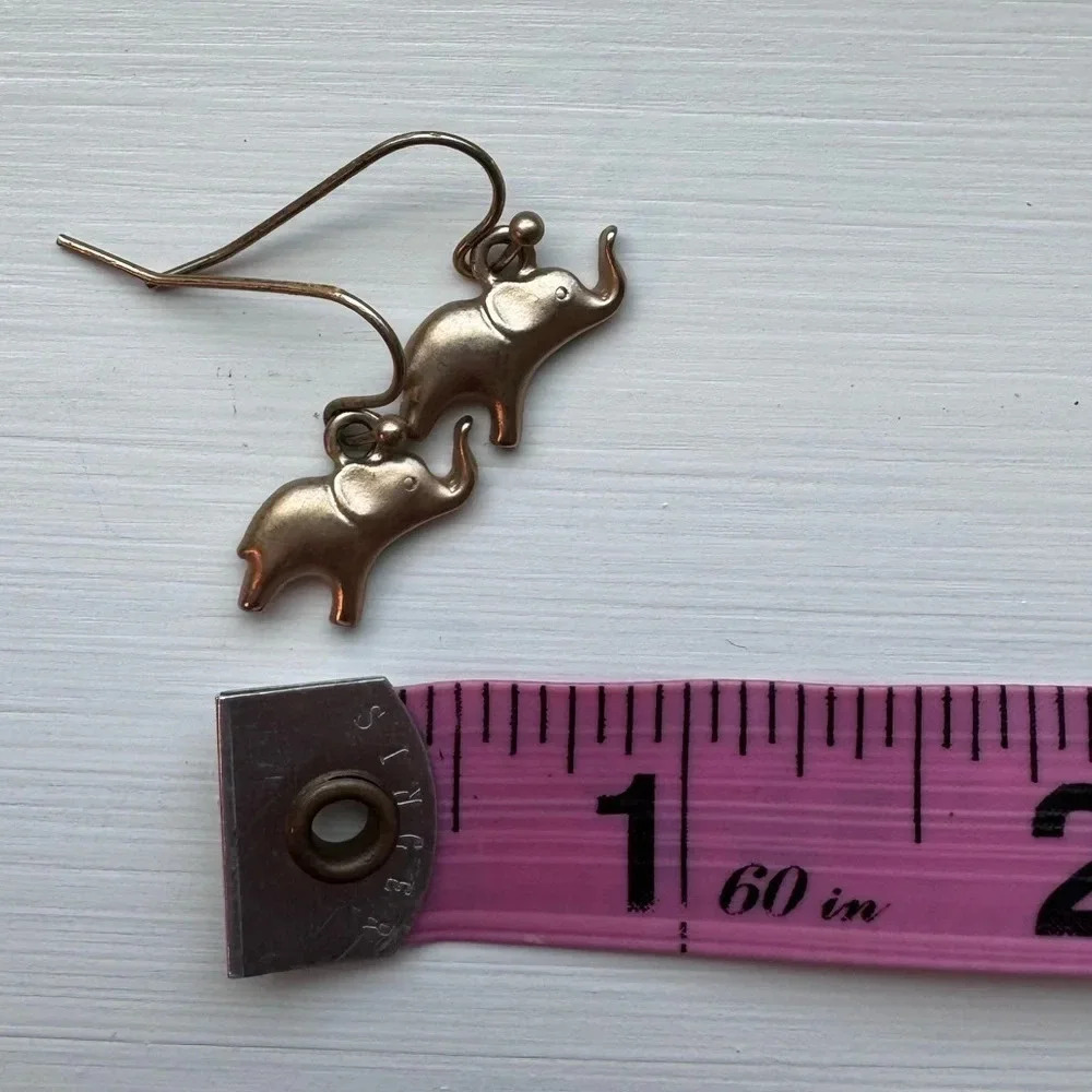 Gold-tone Minimalist Elephant Earrings - Picture 3 of 3
